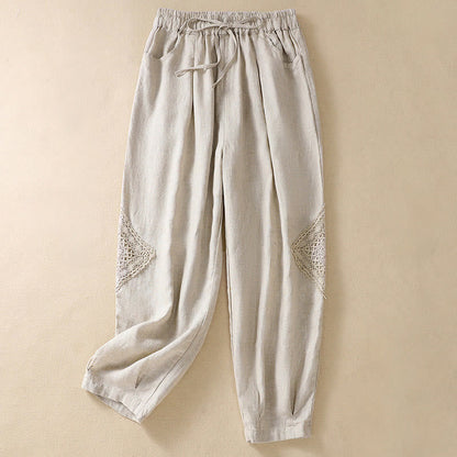 Buddha Stones Summer Women's Drawstring Harem Pants With Pockets