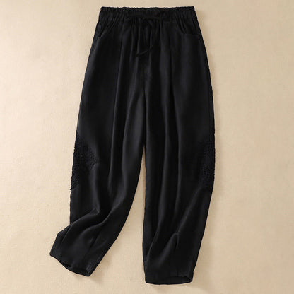 Buddha Stones Summer Women's Drawstring Harem Pants With Pockets