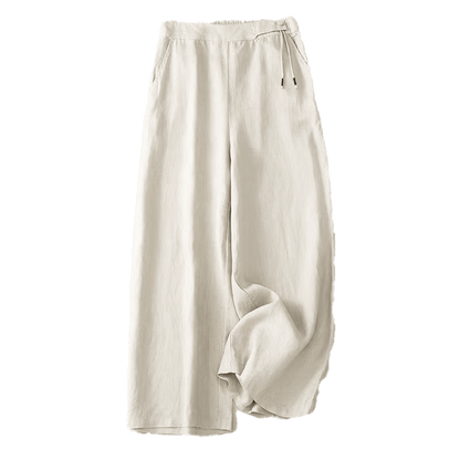 Buddha Stones Casual Solid Color One Button Women's Capri Wide Leg Pants With Pockets