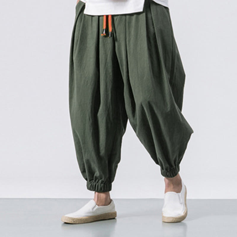 Buddha Stones Casual Sports Men's Solid Color Cotton Drawstring Pants With Pockets