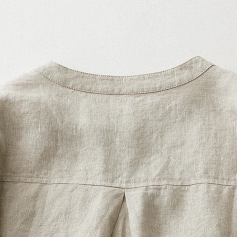 Buddha Stones Solid Color Button Three Quarter Sleeve Shirt