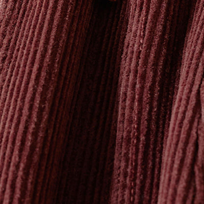 Buddha Stones Color Contrast Corduroy Cotton Women's Thermal Fleece-Lined Harem Pants With Pockets