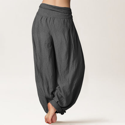 Buddha Stones Sun Moon Stars Pattern Women's Elastic Waist Harem Pure Cotton Pants