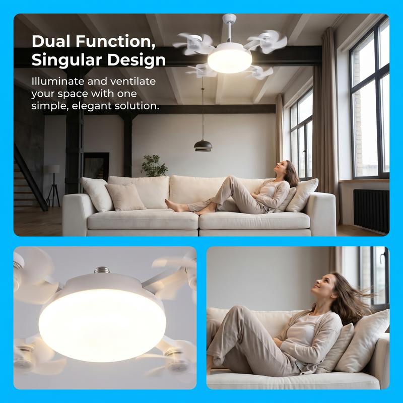 ❄ 2-in-1 Silent Ceiling Fan Light,With Remote🌬️💡 Energy-Efficient Airflow & Dimmable Lighting For Bedrooms, Living Rooms & Conservatories 🏡✨