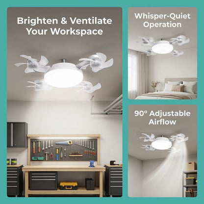 ❄ 2-in-1 Silent Ceiling Fan Light,With Remote🌬️💡 Energy-Efficient Airflow & Dimmable Lighting For Bedrooms, Living Rooms & Conservatories 🏡✨