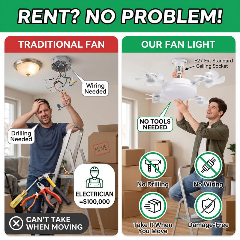 ❄ 2-in-1 Silent Ceiling Fan Light,With Remote🌬️💡 Energy-Efficient Airflow & Dimmable Lighting For Bedrooms, Living Rooms & Conservatories 🏡✨