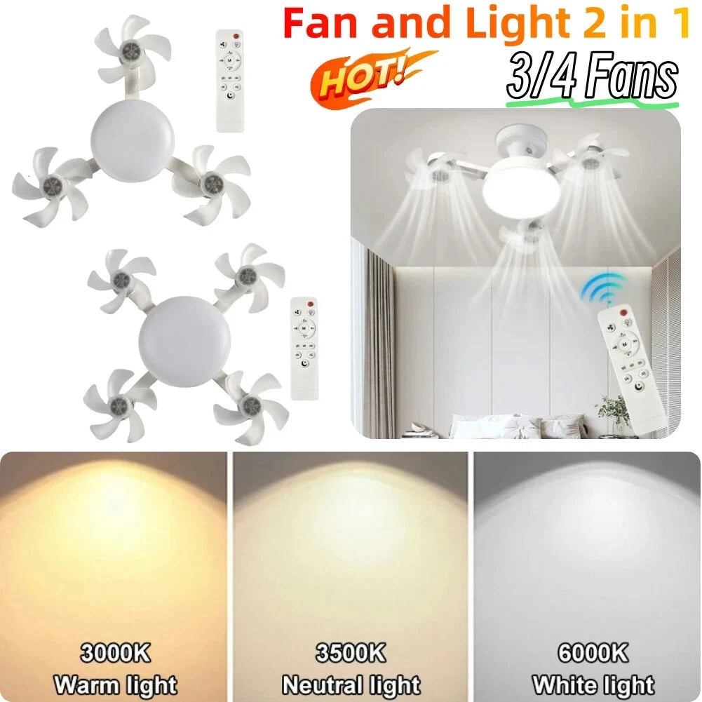 ❄ 2-in-1 Silent Ceiling Fan Light,With Remote🌬️💡 Energy-Efficient Airflow & Dimmable Lighting For Bedrooms, Living Rooms & Conservatories 🏡✨