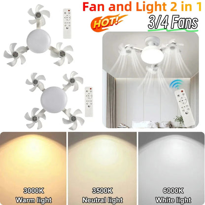 ❄ 2-in-1 Silent Ceiling Fan Light,With Remote🌬️💡 Energy-Efficient Airflow & Dimmable Lighting For Bedrooms, Living Rooms & Conservatories 🏡✨